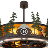 Close-up of engraved Boulders logo and glowing mica lens detail.