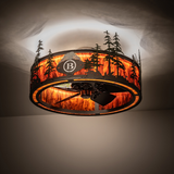 Boulders Personalized Chandel-Air glowing warmly in room setting.