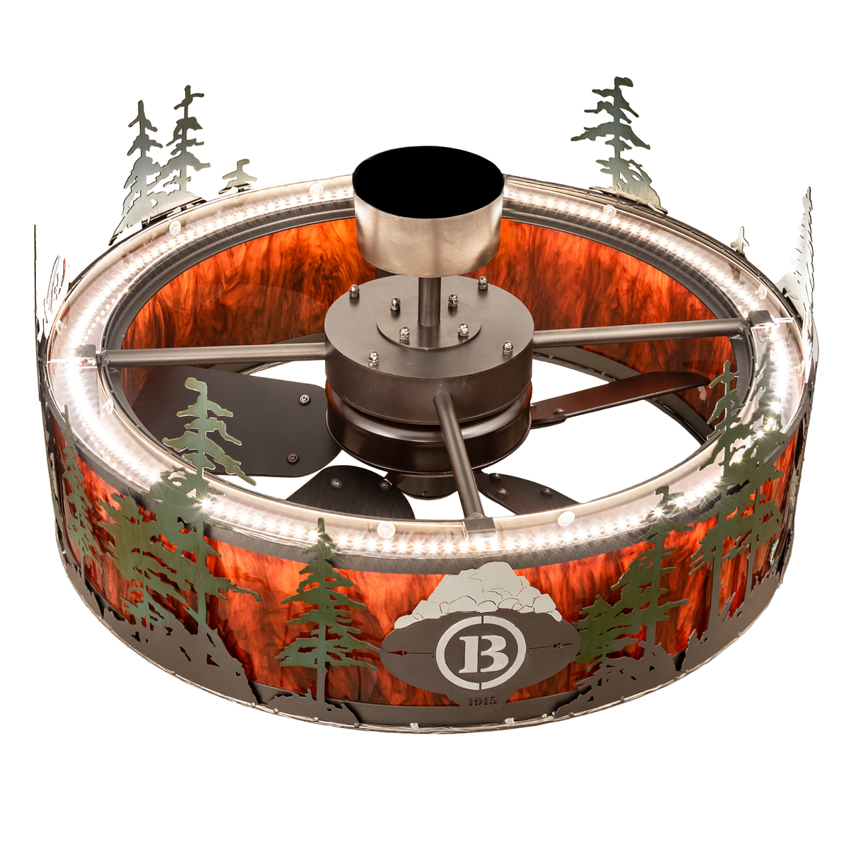Top angle view of Boulders Personalized Chandel-Air with integrated fan.
