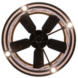Direct bottom view showing centered fan beneath illuminated ring.
