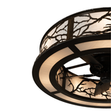 Frame detail showcasing hand-forged bronze branch design and light diffusion.