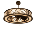 Front lit view of Branches Chandel-Air featuring rustic branch design and warm glow.