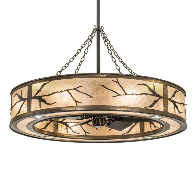 Front view of Branches Chandel-Air with glowing mica diffuser and branch patterns.