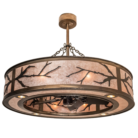 Front view of Branches Chandel-Air with warm mica diffuser and rustic finish.