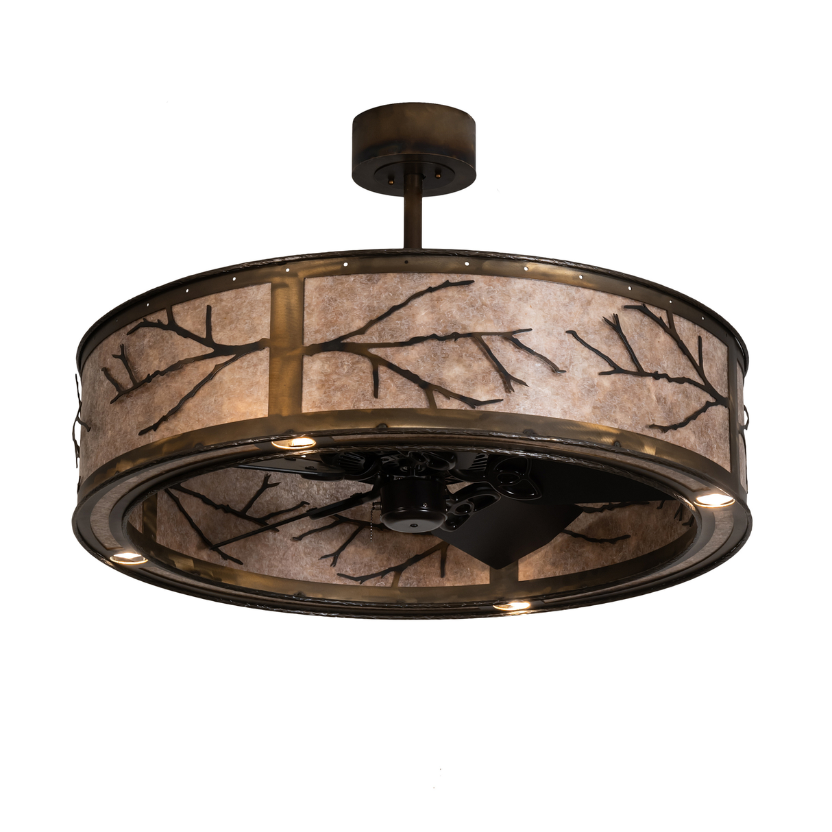 Alternate unlit front view highlighting the handcrafted bronze frame.