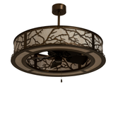 Unlit front view showing branch pattern and handcrafted bronze frame.