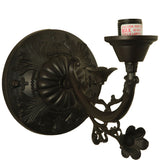 Side angle showcasing the Victorian wall sconce's ornate design.