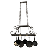 Full-length view of Caiden 2-Light pot rack hanging from ceiling.