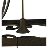 Close-up of center downlight and frame detail on Caiden chandelier.