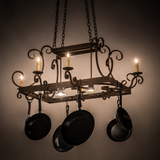 Caiden 6-Light Pot Rack glowing warmly in ambient setting.