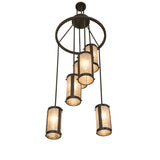 Bottom angled view showing the staggered cascading layout of the Cartier 6-light chandelier.