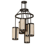 Unlit view of cartier 6 light cascading chandelier showcasing Idalight shades.