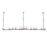 Side view of Cero oblong chandelier displaying elongated profile and evenly spaced lights.