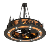 Bottom Angle view showing integrated fan and circular downlights around rim.