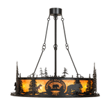 Side view focusing on engraved lodge logo and tree cutout patterns.