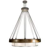 Side view of Cilindro Ventura Chandel-Air showing suspended chrome rods and copper ring detail.