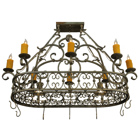 Front view of Cira chandelier fully lit with warm candle glow.