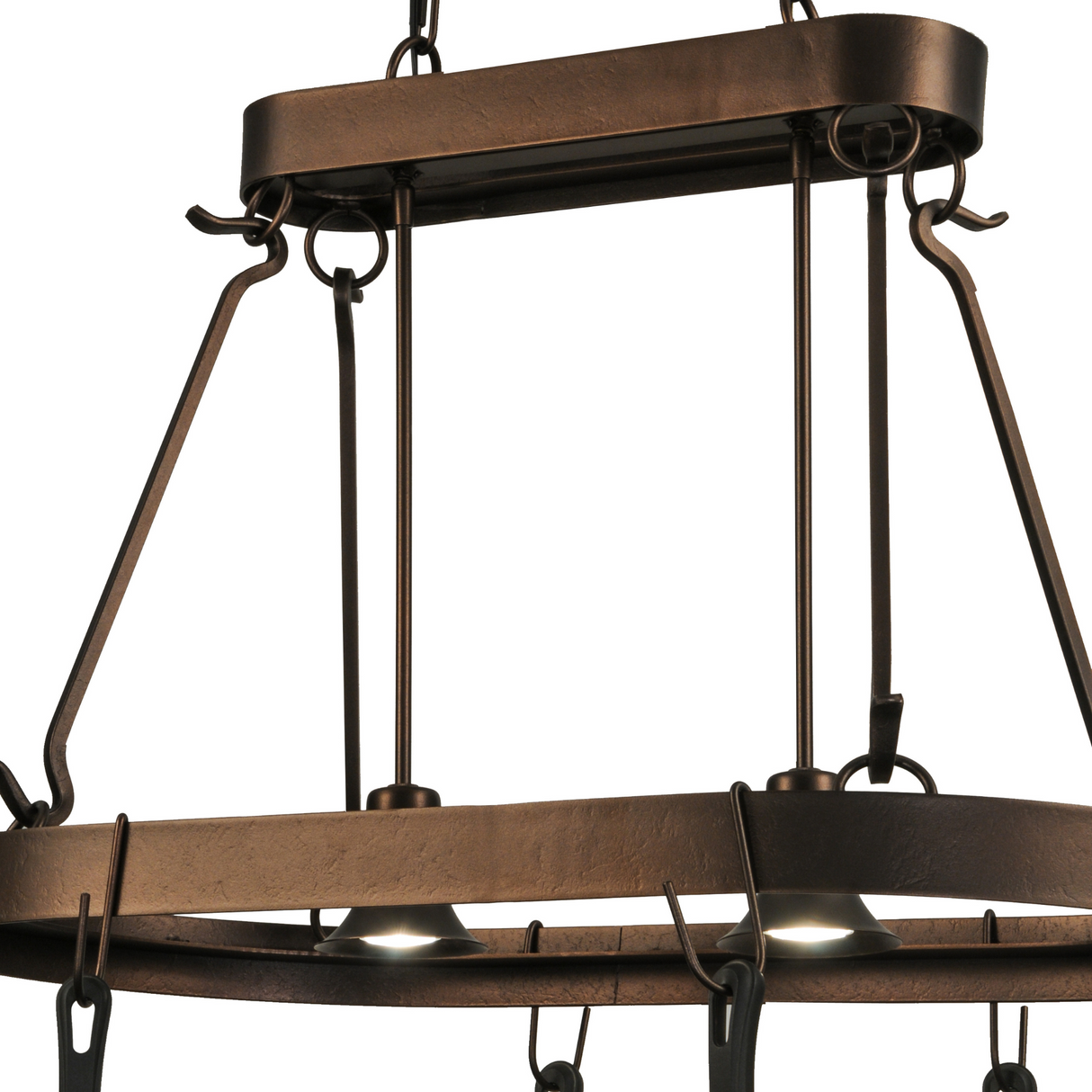 Detailed frame and hook design of Harmony chandelier.