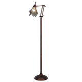 Contemporary Metro Fusion floor lamp with lit smoke swirl glass shade.