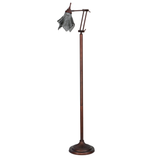 Contemporary Metro Fusion floor lamp with unlit smoke swirl glass shade.