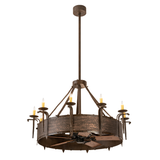 Full hanging view of Costello Chandel-Air showcasing entire fixture and suspension rod.