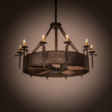 Costello Chandel-Air glowing warmly with rustic candlelight ambience.