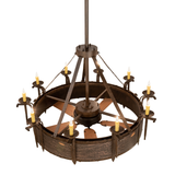 Top angled view showing fan blades and hammered copper detailing.