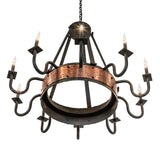 Bottom angle view of Costello chandelier highlighting inner frame and candle arrangement.