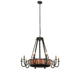 Hanging view of Costello chandelier showing full proportions and adjustable chain length.