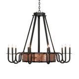 Side view of Costello chandelier showing curved arms and candle-style sockets.