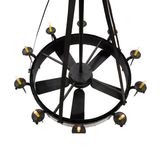 Top view showing fan and circular candlelight layout.