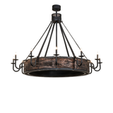 Front view of rustic Costello   chandelier in blackened copper finish.