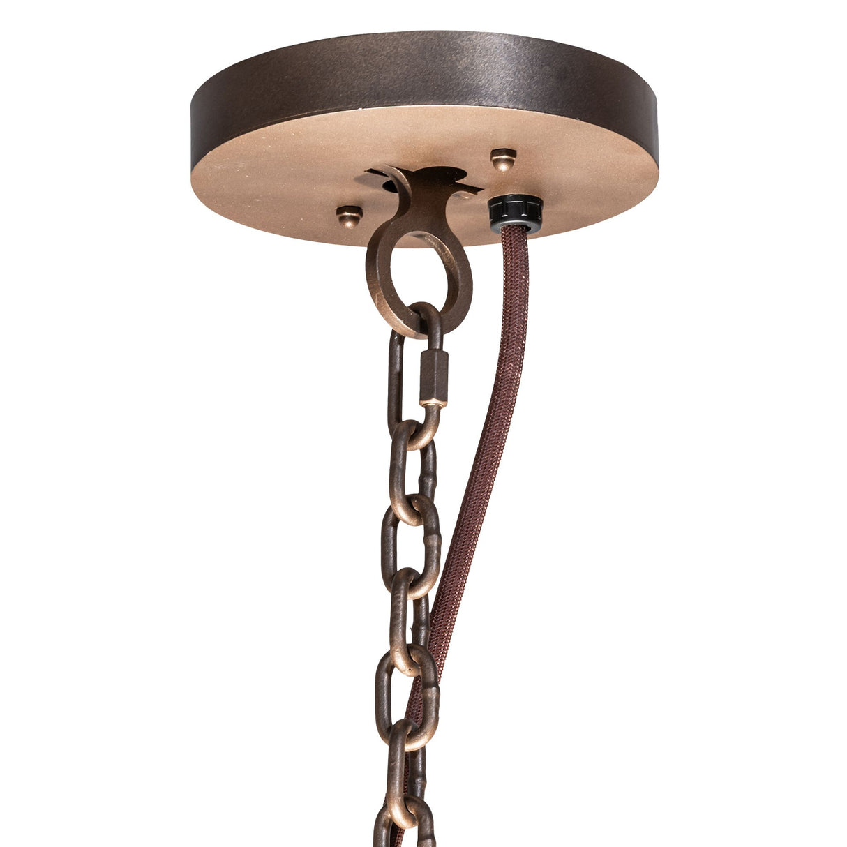 Close-up view highlighting the Costello chandelier canopy and hanging chain detail.