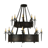 Side view highlighting forged iron details and candlelight glow.