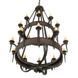 Bottom angle view of Costello 20-light chandelier showing gothic scrollwork.
