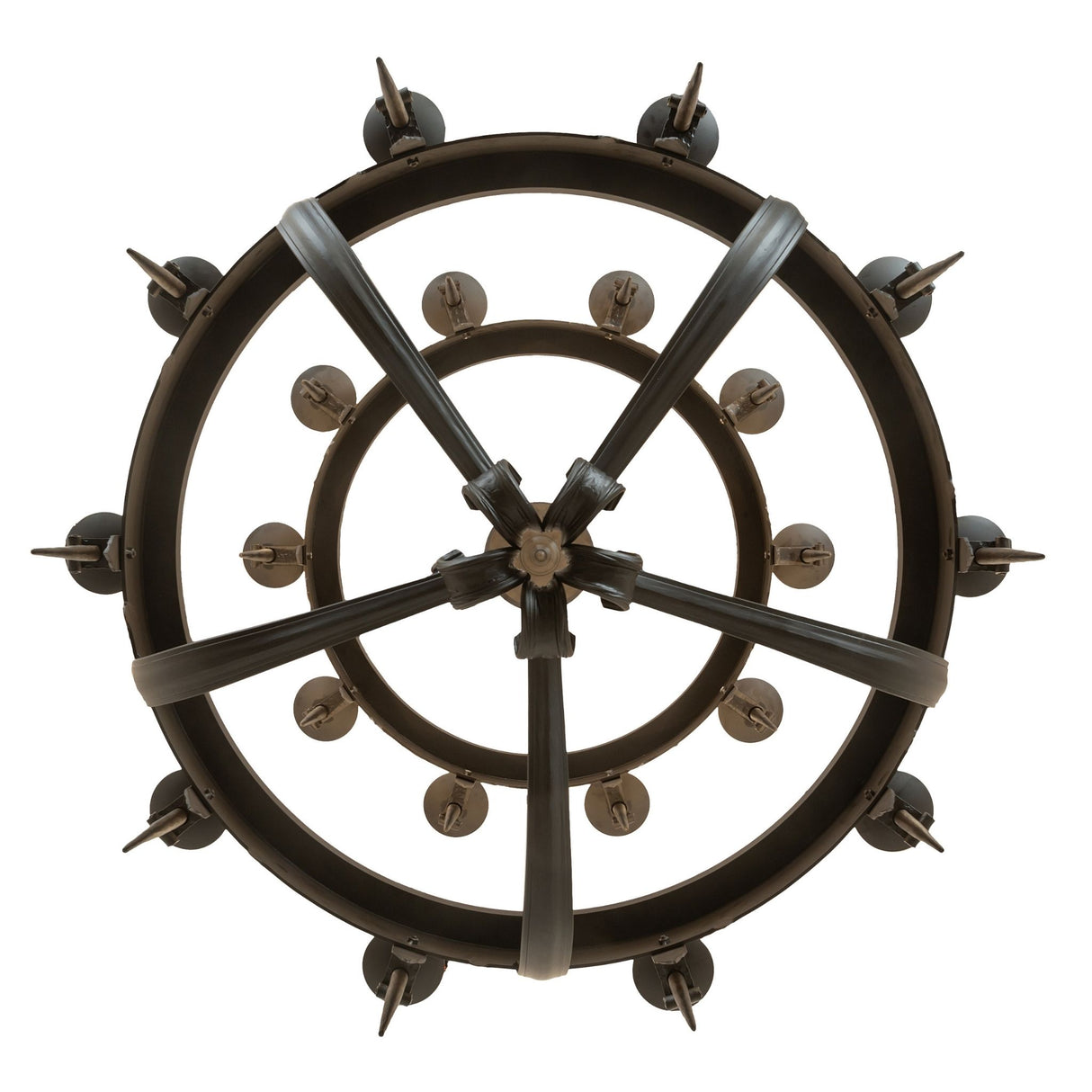 Bottom view of Costello chandelier showing circular two-tier structure.