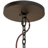 Ceiling canopy and chain detail for Costello 20-light chandelier.