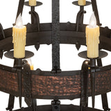 Close-up of ivory faux candlelight on Costello chandelier frame.