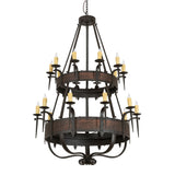 Costello 20-light chandelier unlit view in oil rubbed bronze finish.