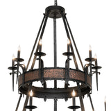 Textured copper ring detail on Costello chandelier.