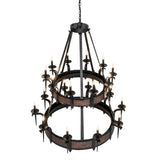 Top perspective view of Costello dual-ring chandelier.