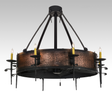 Lit front view of Costello 8 LT Chandel-Air with hammered copper band.