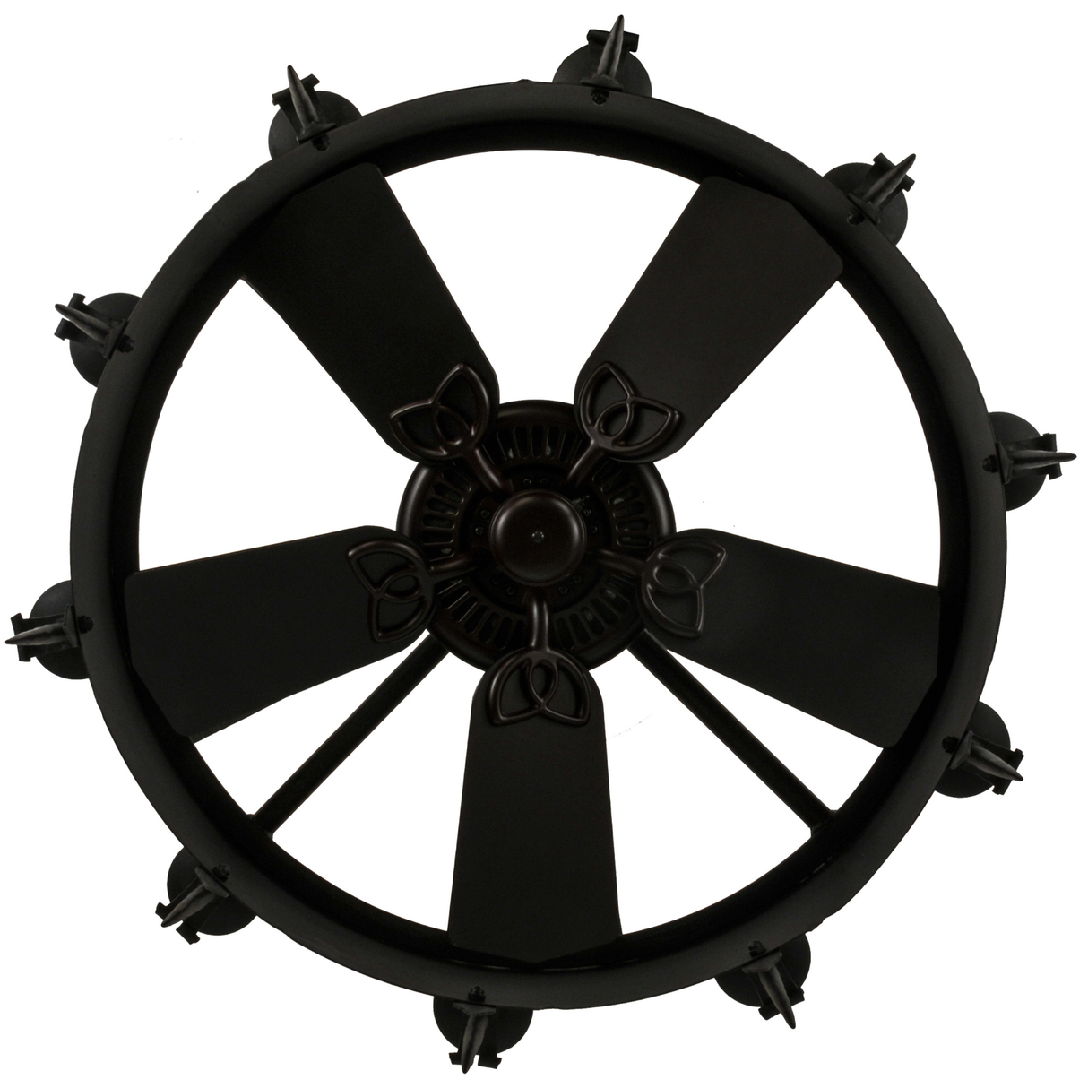 Bottom view displaying fan blades and inner light placement.