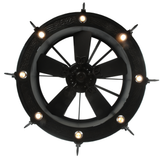 Bottom view showing integrated fan blades and downlights.