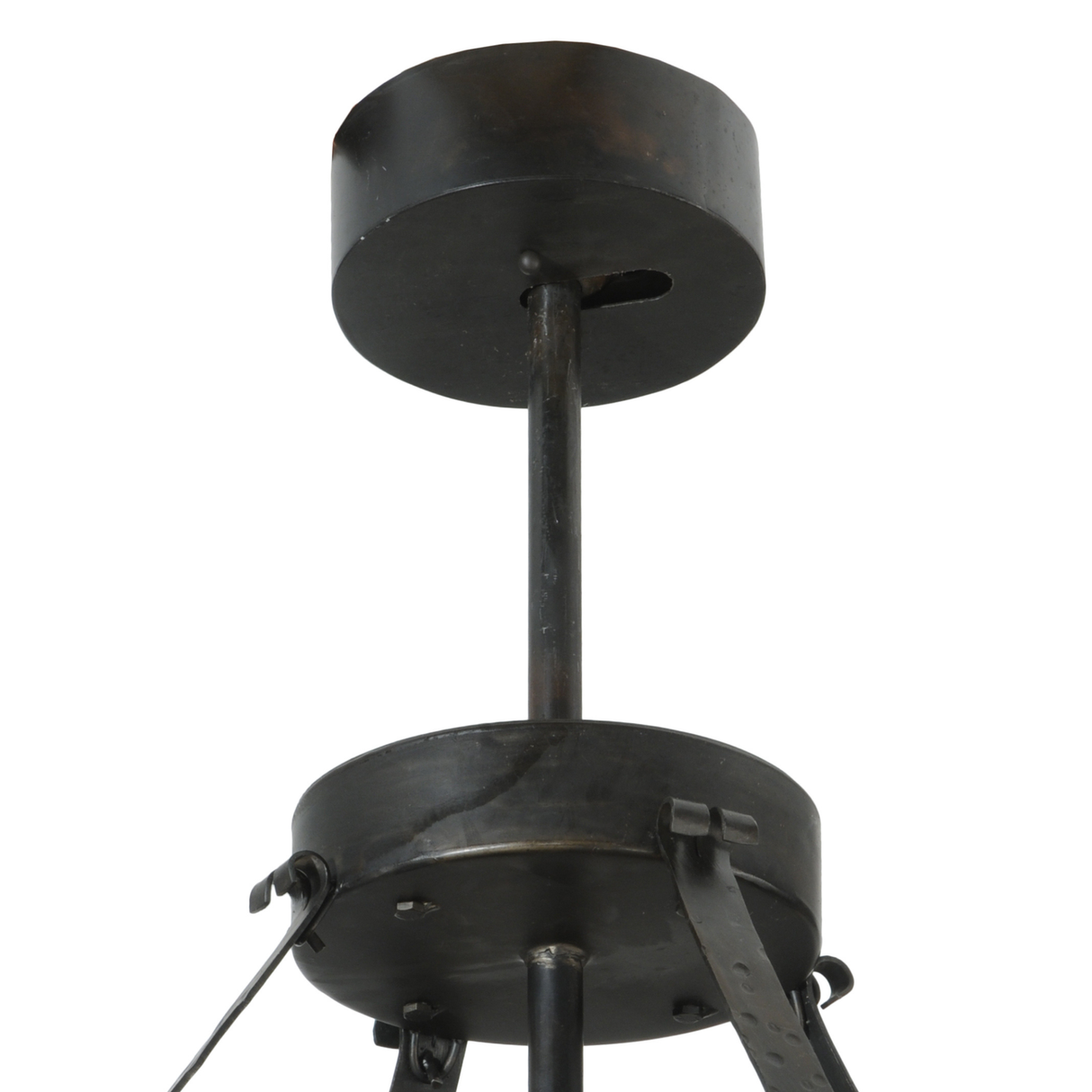Ceiling canopy and support rod detail in Costello Black finish.