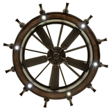 Direct bottom view revealing fan hub and circular LED lighting.