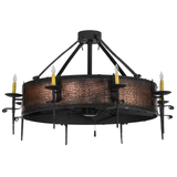 Lit angled view of Costello Chandel-Air with hammered copper band.