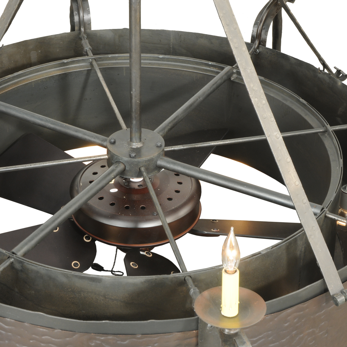 Overhead top-down view showing internal fan and candlelight layout.