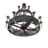 Bottom angle view of Costello chandelier fan with integrated LED and fan blades.