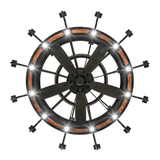 Bottom view showing integrated fan and LED lighting.